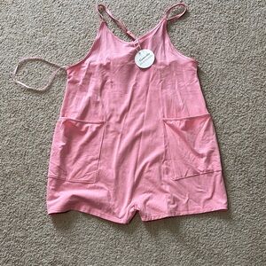 Pink Sleeveless Romper with Pockets